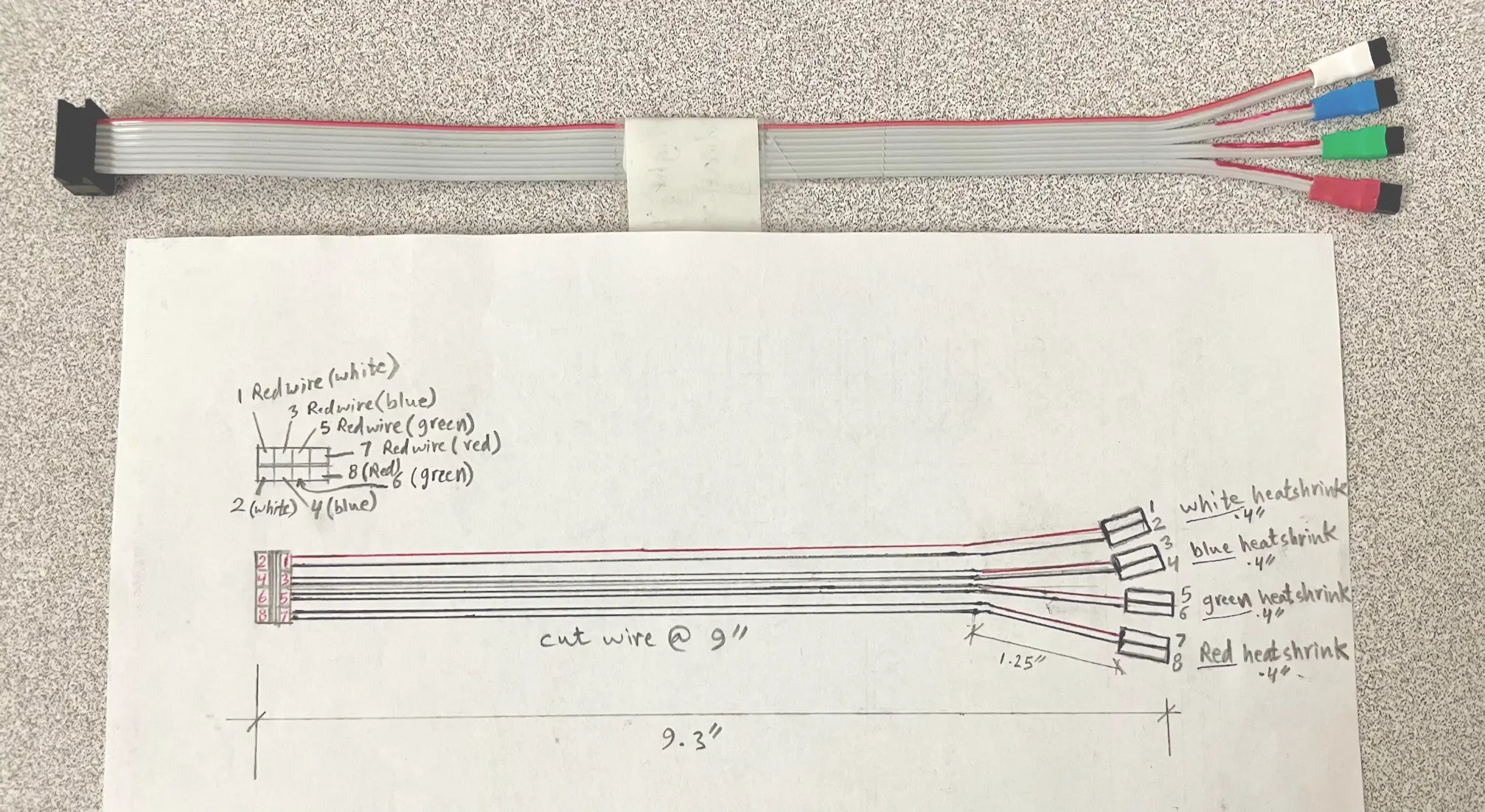 wire harness prototype and sketch.